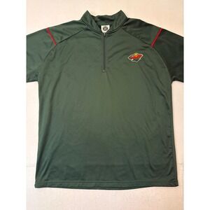 NHL Minnesota Wild Mens 2XL Quarter Zip Pullover Green Long Sleeve Shirt